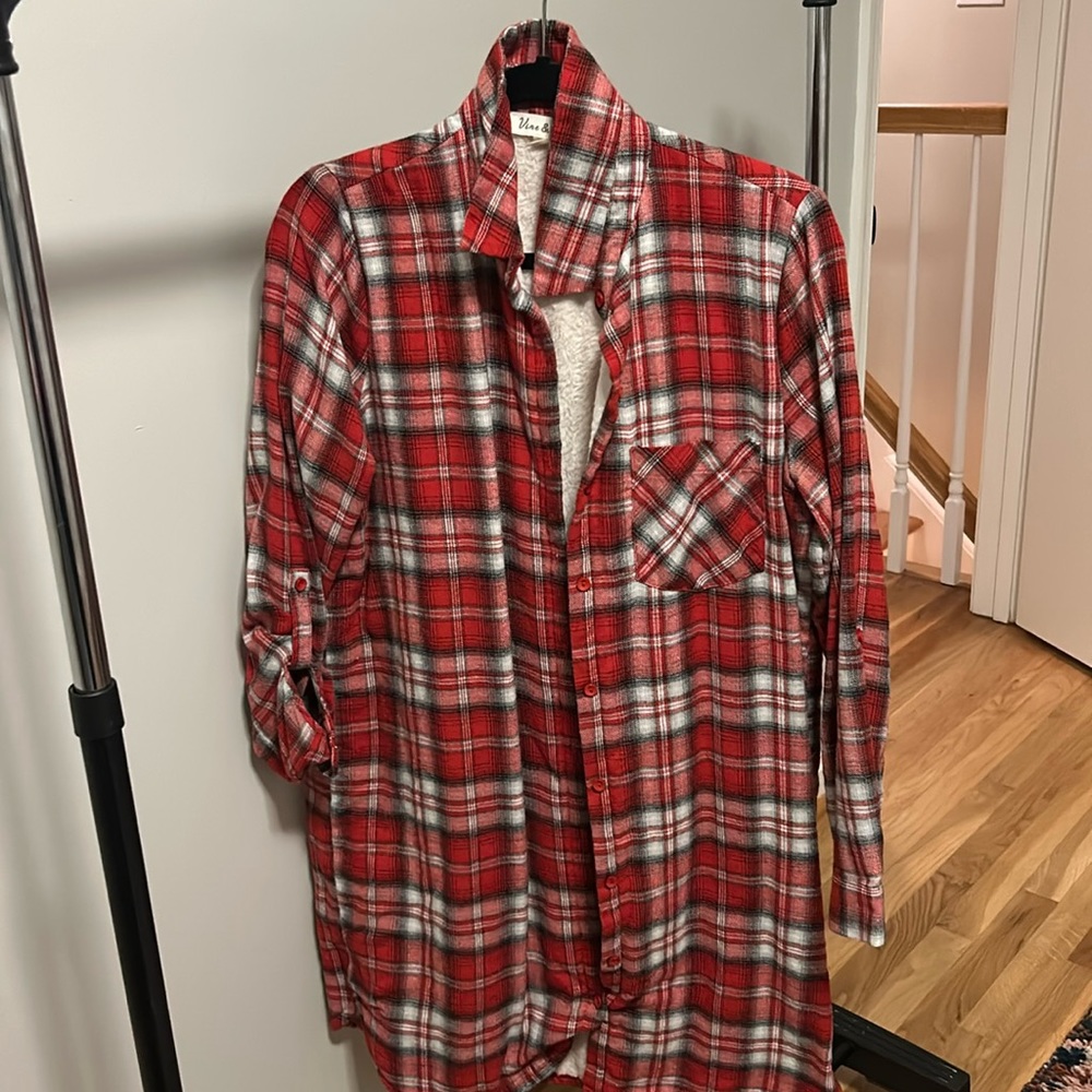 NanaMacs - Red plaid dress (fuzzy interior) - medium